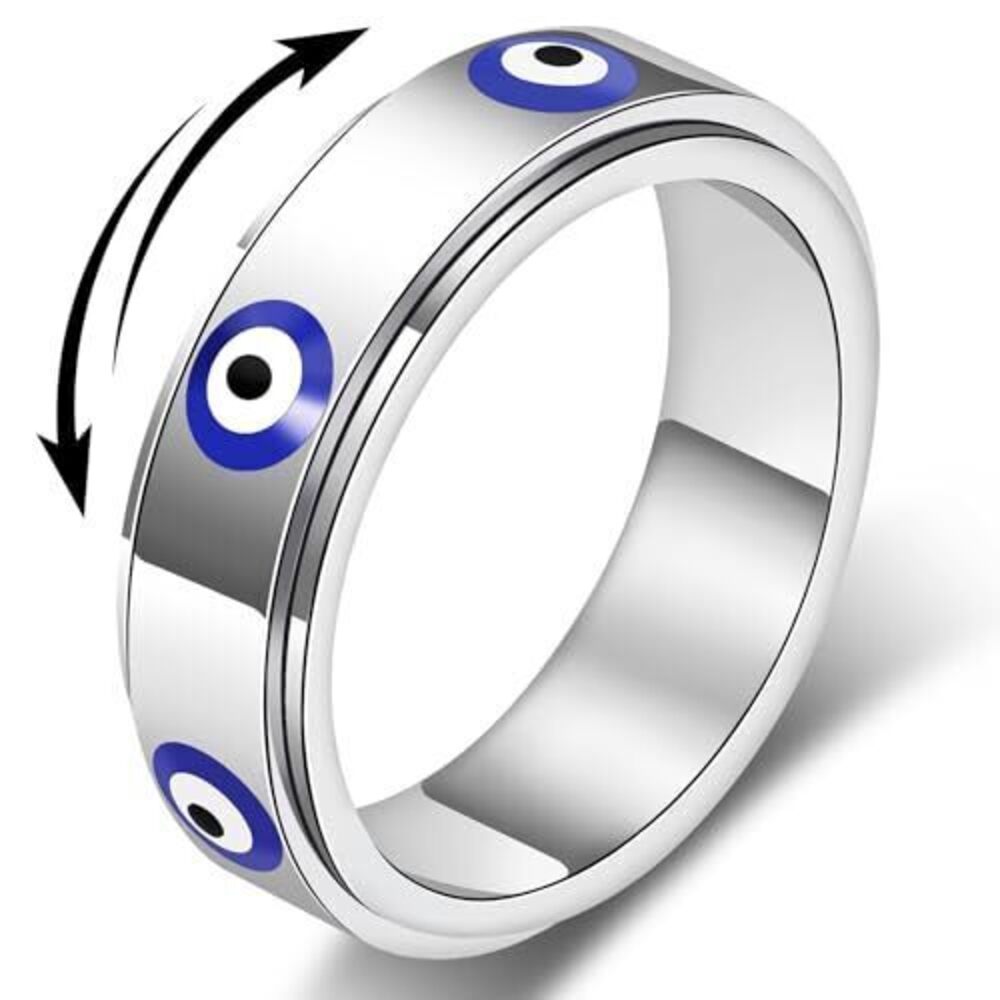 3946 Evil Eye Fidget Ring - 18K Gold Plated Stainless Steel Spinner Rings